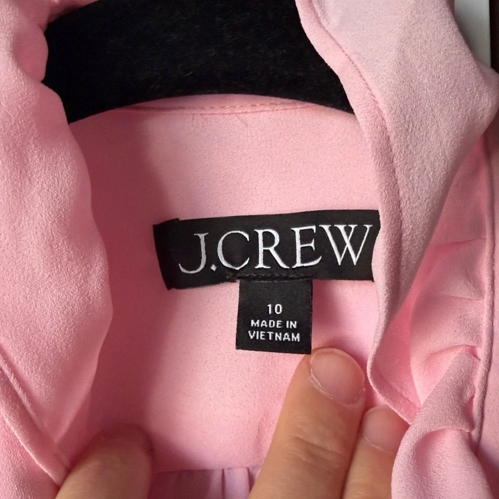 J.Crew Pink Ruffled Button-Up Blouse Draper Cottage Top